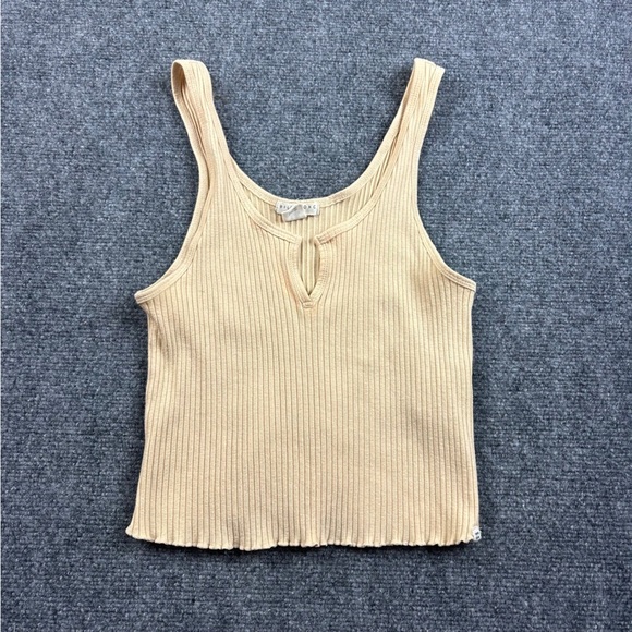 BILLABONG Women’s Ribbed Crop Tank Top cream colored V-Neck size: Large - Picture 1 of 7